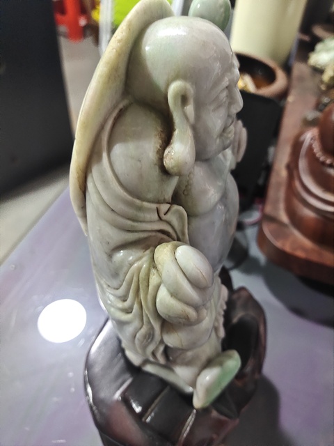 古玩玉器翡翠雕“彌勒佛”擺件真品鑒賞圖