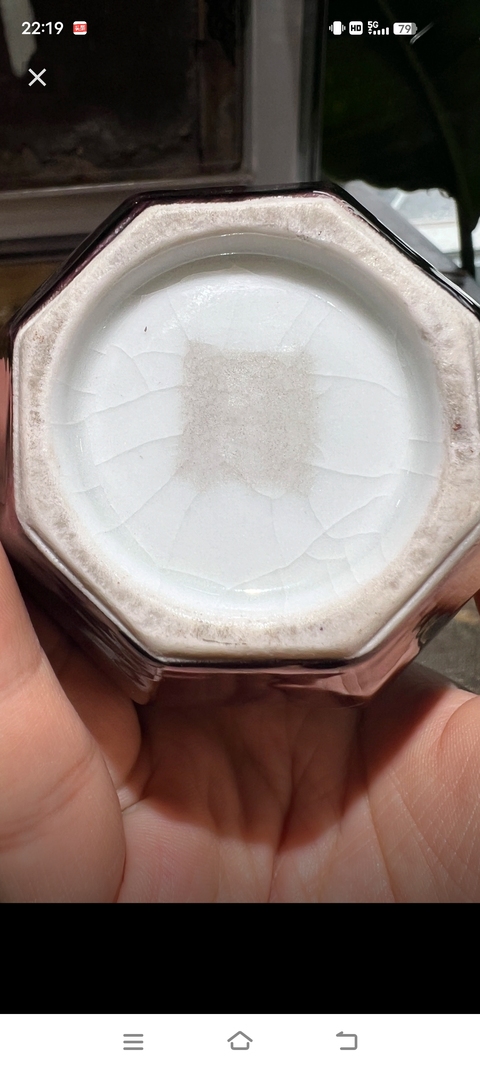 古玩陶瓷茄皮紫釉八方葫蘆瓶真品鑒賞圖