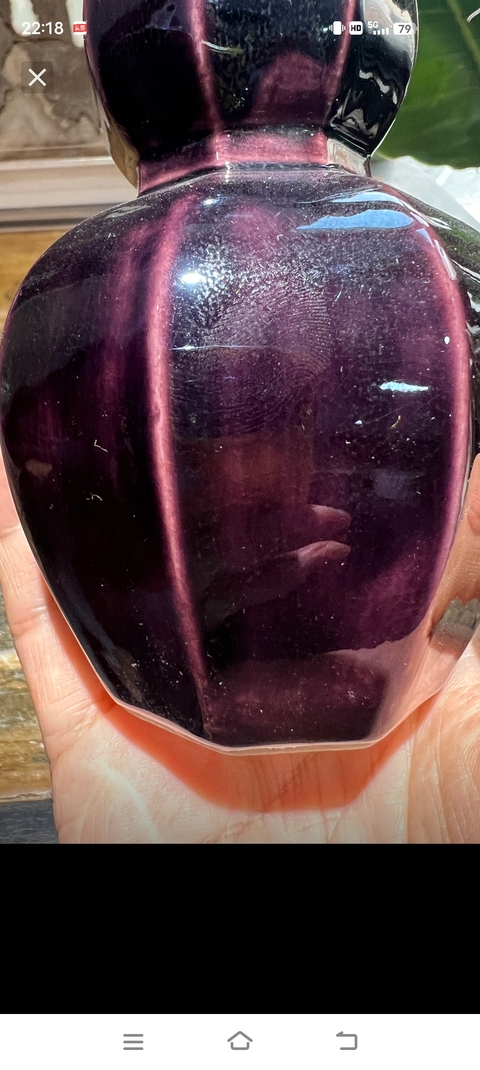 古玩陶瓷茄皮紫釉八方葫蘆瓶真品鑒賞圖