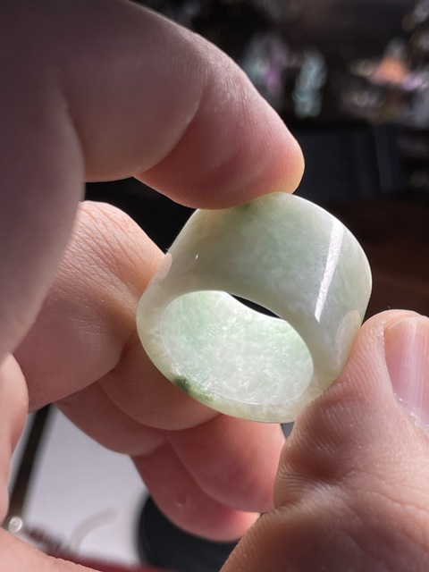 古玩玉器天然翡翠扳指真品鑒賞圖