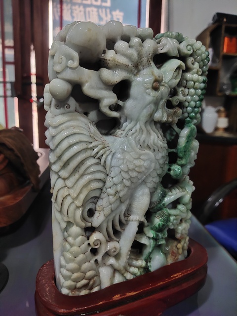 古玩玉器翡翠雕“官上加官”擺件真品鑒賞圖