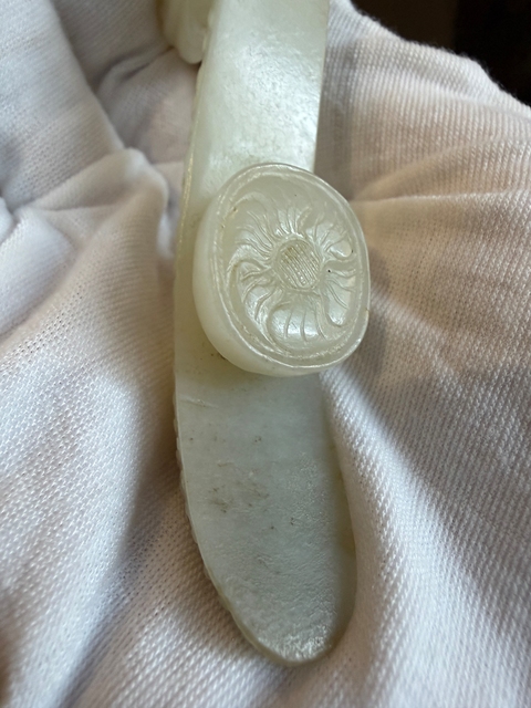 古玩玉器清代鳳鳥紋玉帶鉤真品鑒賞圖