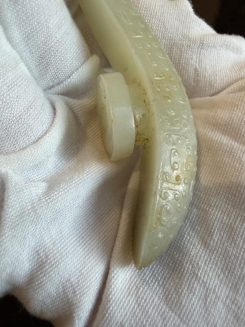 古玩玉器清代鳳鳥紋玉帶鉤真品鑒賞圖