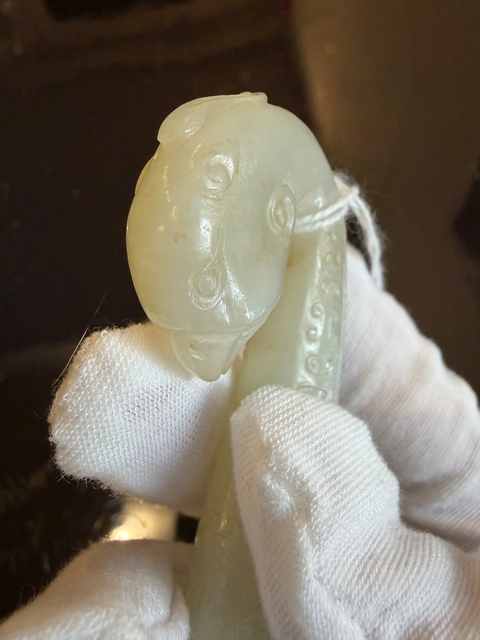 古玩玉器清代鳳鳥紋玉帶鉤真品鑒賞圖