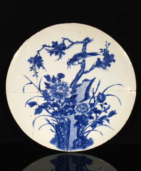 古玩陶瓷青花花鳥紋瓷板真品鑒賞圖