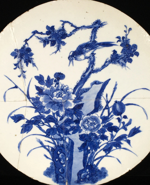 古玩陶瓷青花花鳥紋瓷板真品鑒賞圖