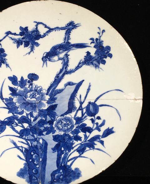 古玩陶瓷青花花鳥紋瓷板真品鑒賞圖