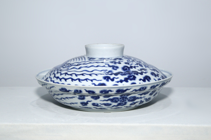 古玩陶瓷清光緒·青花對頭鳳紋大蓋碗（官）真品鑒賞圖