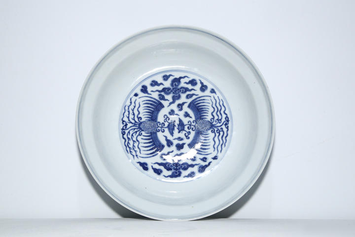 古玩陶瓷清光緒·青花對頭鳳紋大蓋碗（官）真品鑒賞圖