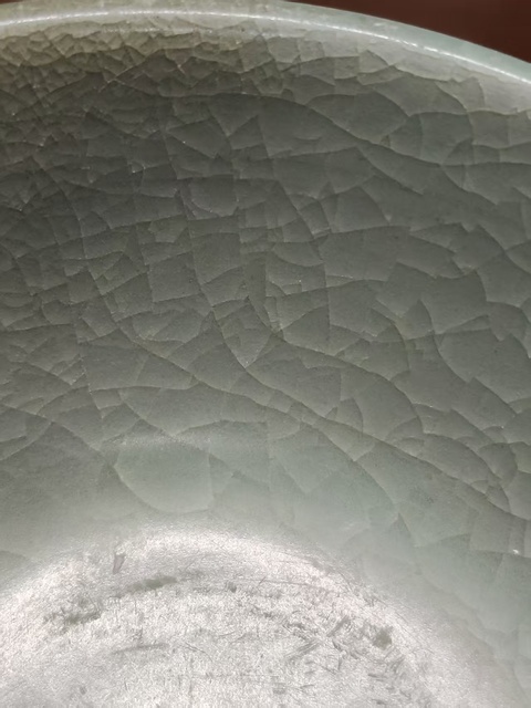 古玩陶瓷南宋冰片紋翠青釉龍泉青瓷洗拍賣，當(dāng)前價格3600元