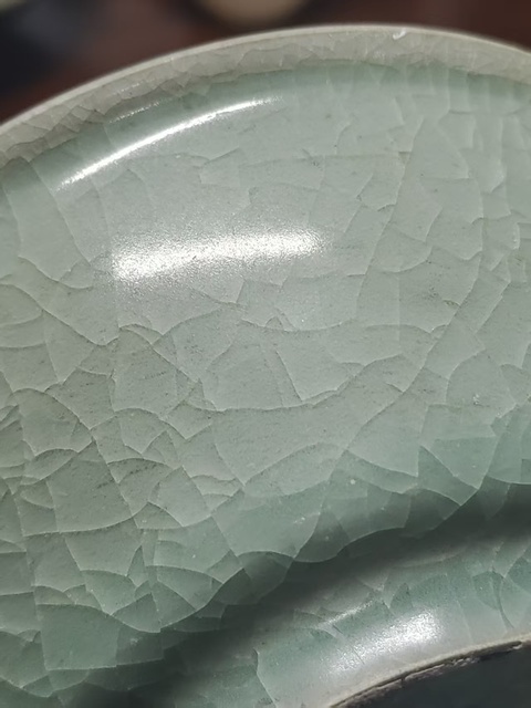 古玩陶瓷南宋冰片紋翠青釉龍泉青瓷洗拍賣，當(dāng)前價格3600元