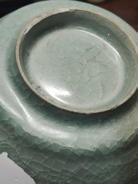 古玩陶瓷南宋冰片紋翠青釉龍泉青瓷洗拍賣，當(dāng)前價格3600元