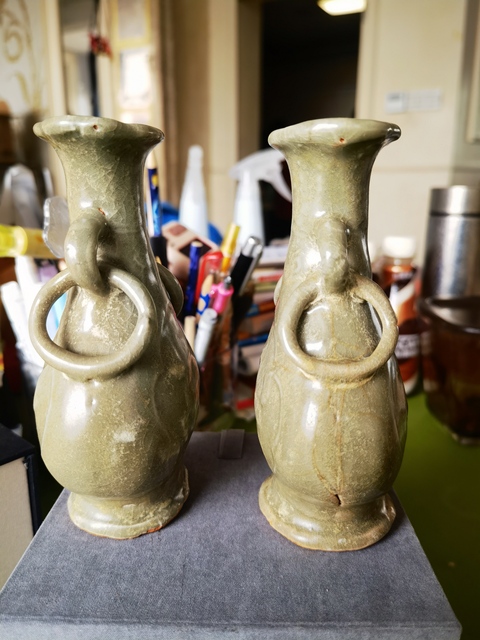 古玩陶瓷龍泉青瓷麒麟獸耳瓶拍賣，當前價格11800元