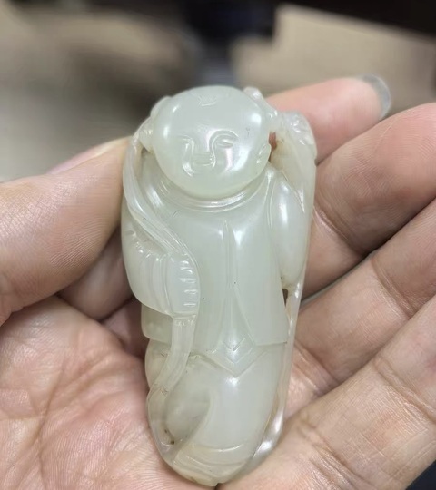 古玩玉器和田玉童子真品鑒賞圖