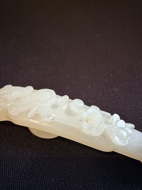 古玩玉器清代花卉紋鳳首玉帶鉤真品鑒賞圖