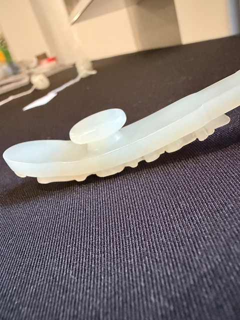 古玩玉器清代花卉紋鳳首玉帶鉤真品鑒賞圖