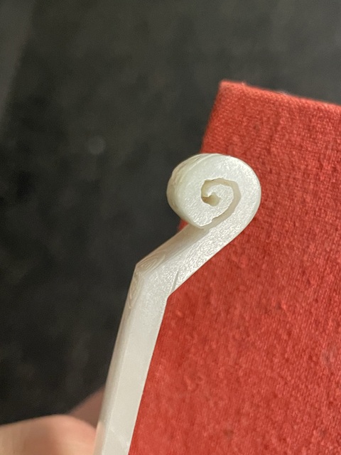 古玩玉器和田玉雕“團壽紋發簪”真品鑒賞圖