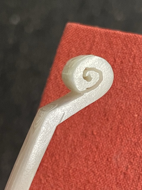 古玩玉器和田玉雕“團壽紋發簪”真品鑒賞圖