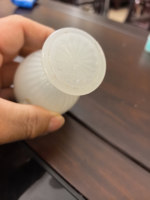 古玩雜項玻璃仿玉雙耳蓋杯真品鑒賞圖