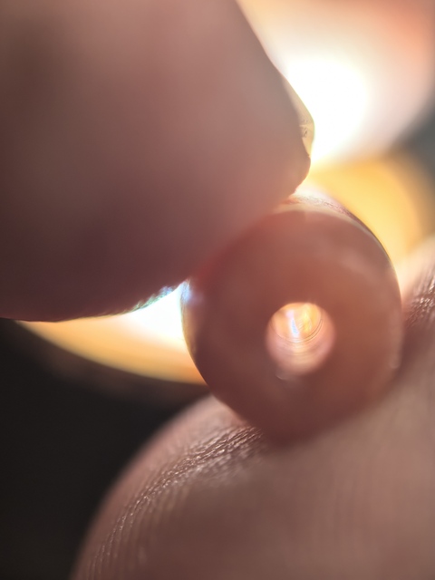 古玩玉器紅玉髓蝕花珠真品鑒賞圖