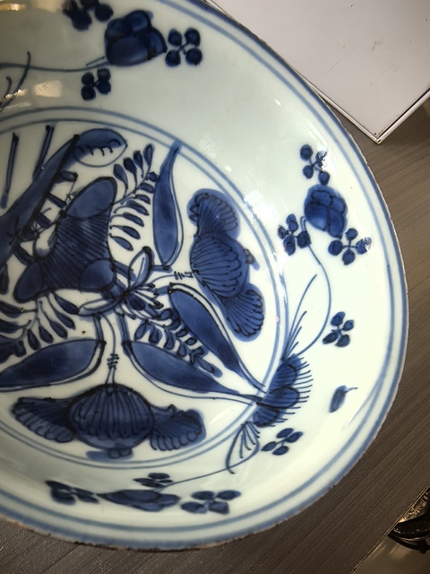 古玩陶瓷博古盤臥足盤拍賣，當前價格1300元