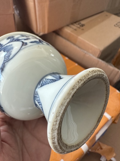 古玩陶瓷青花淡描花卉紋高足杯拍賣，當前價格2000元