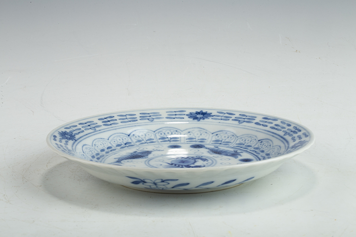 古玩陶瓷民國·青花魚蟹紋盤拍賣，當前價格2376元