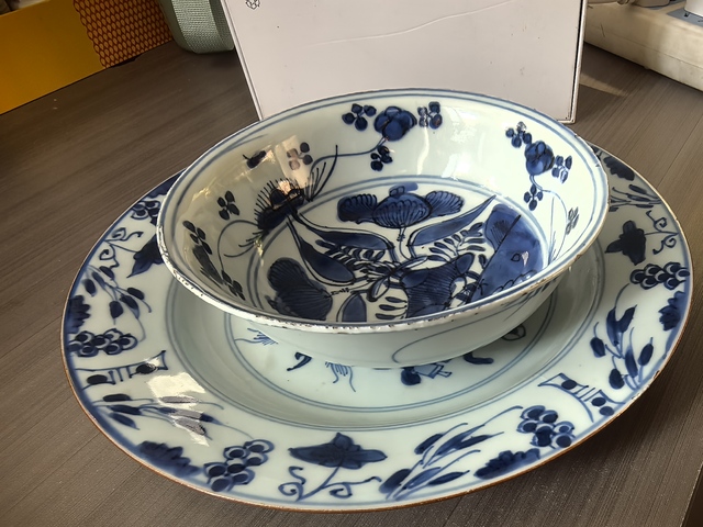 古玩陶瓷博古盤臥足盤拍賣，當前價格1300元