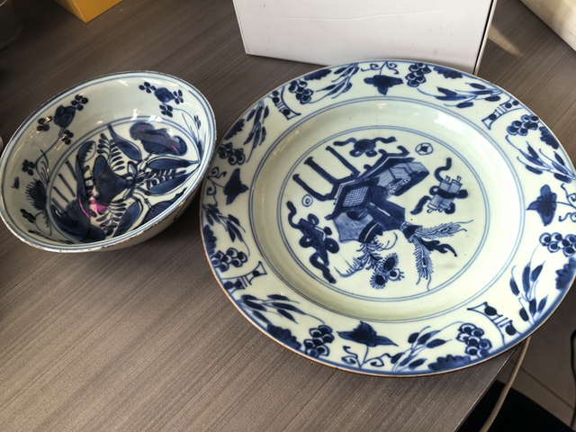 古玩陶瓷博古盤臥足盤拍賣，當前價格1300元