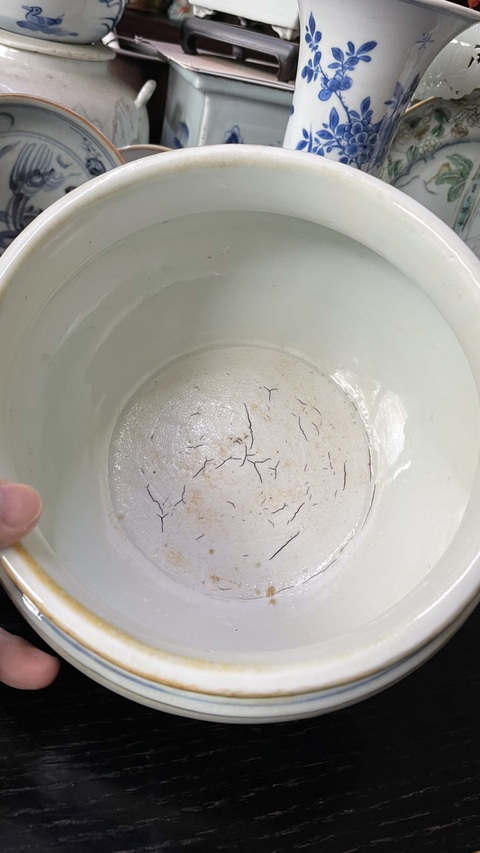 古玩陶瓷八仙圖青花三足香爐真品鑒賞圖