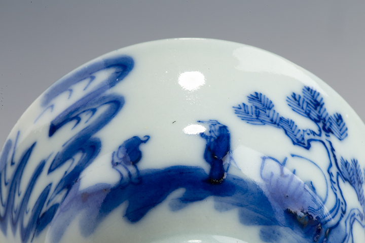 古玩陶瓷清晚·青花山水人物紋杯真品鑒賞圖