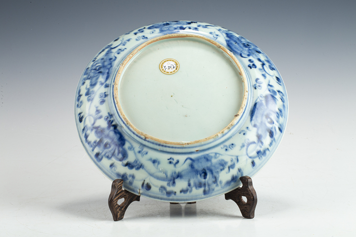 古玩陶瓷明空白期·青花鳳凰牡丹紋盤拍賣，當前價格2304元