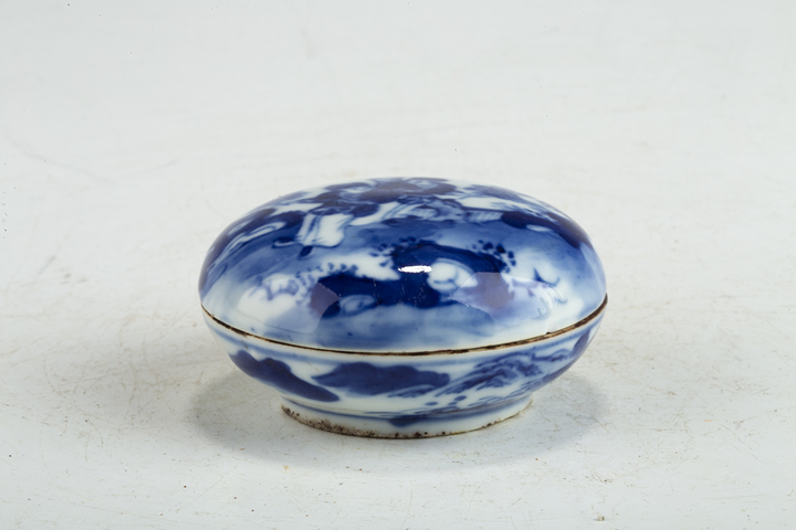 古玩陶瓷清晚·青花人物故事紋蓋盒拍賣，當前價格3168元