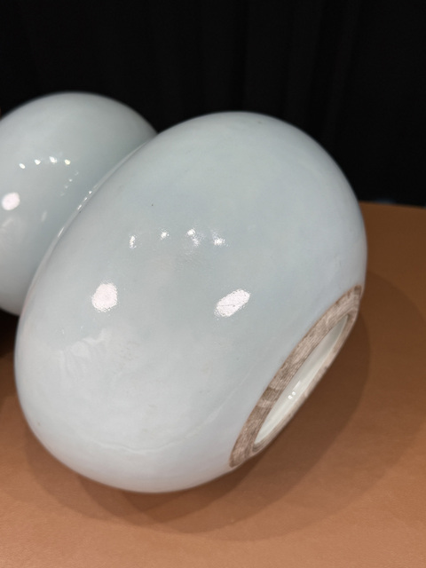 古玩陶瓷晚清民國仿乾隆粉青釉葫蘆瓶真品鑒賞圖