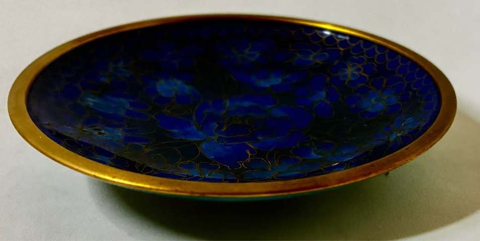 古玩雜項近代銅胎景泰藍貢盤真品鑒賞圖