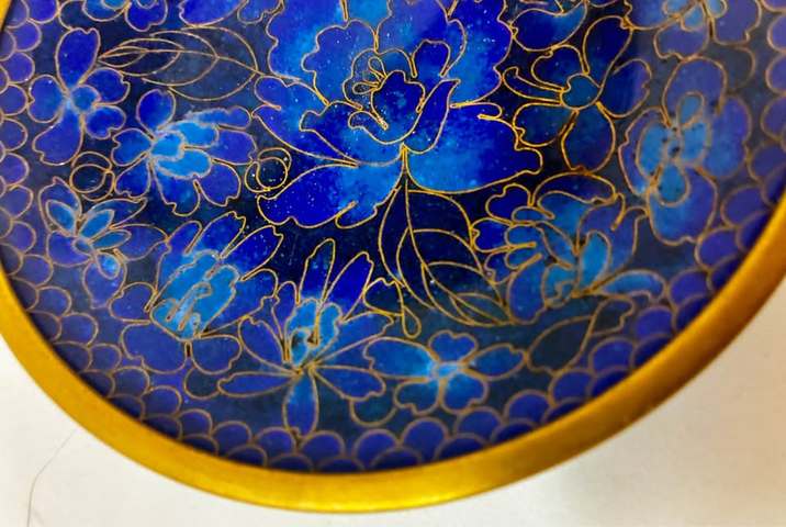 古玩雜項近代銅胎景泰藍貢盤真品鑒賞圖