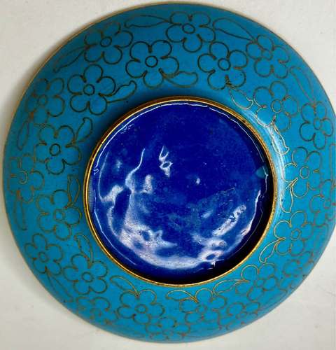 古玩雜項近代銅胎景泰藍貢盤真品鑒賞圖