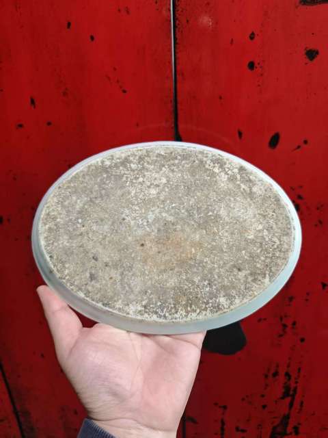 古玩陶瓷樓臺亭閣山水紋青花盤真品鑒賞圖