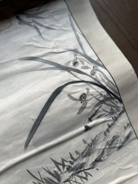 古玩字畫莎堂魚鷹捕魚立軸真品鑒賞圖