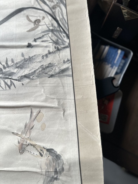 古玩字畫莎堂魚鷹捕魚立軸真品鑒賞圖