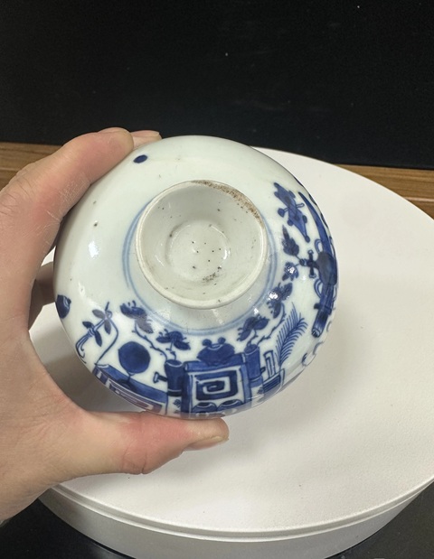 古玩陶瓷青花博古蓋缸真品鑒賞圖