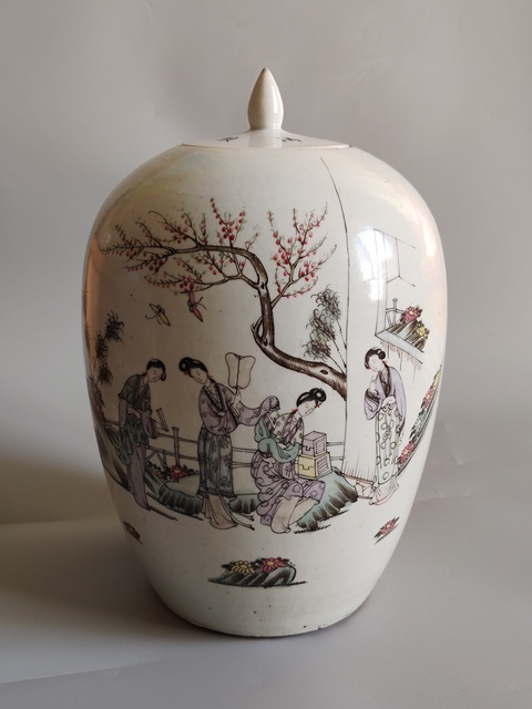 古玩陶瓷民國仕女冬瓜罐拍賣，當(dāng)前價(jià)格2680元