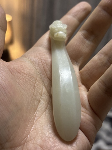 古玩玉器明·龍首白玉帶鉤（官造）拍賣，當前價格16800元