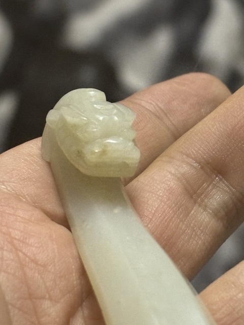 古玩玉器明·龍首白玉帶鉤（官造）拍賣，當前價格16800元