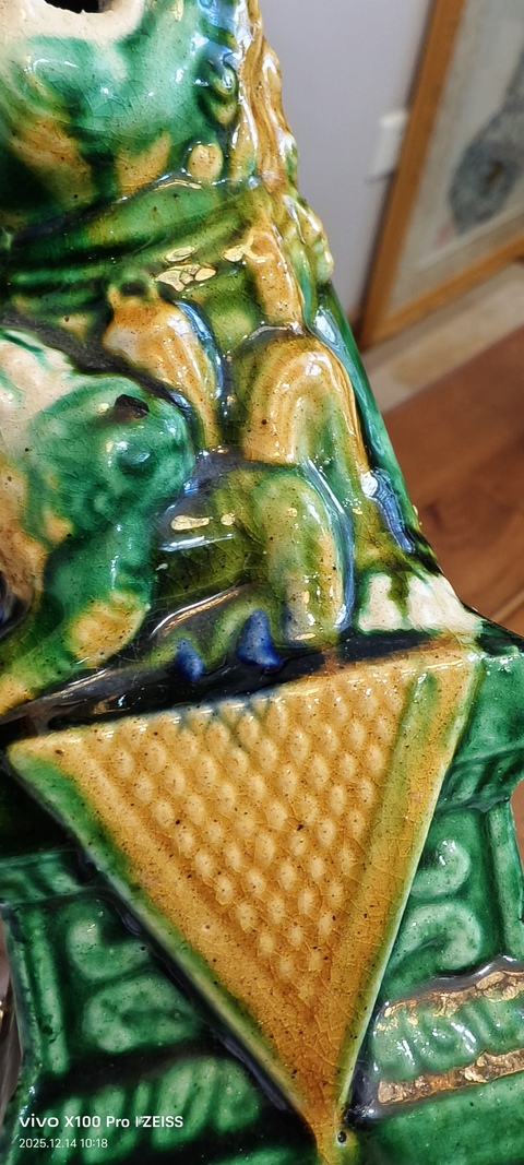 古玩陶瓷三彩獅子瓷塑擺件真品鑒賞圖