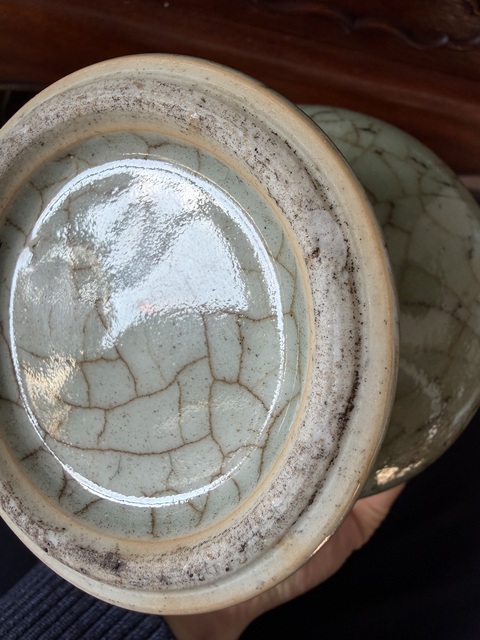 古玩陶瓷郎綠釉花觚真品鑒賞圖