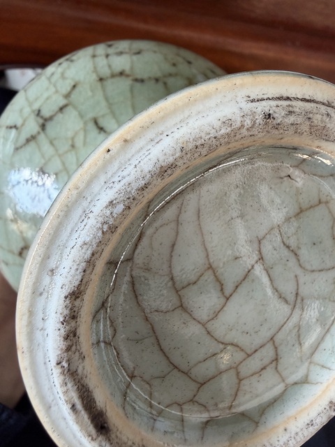 古玩陶瓷郎綠釉花觚真品鑒賞圖