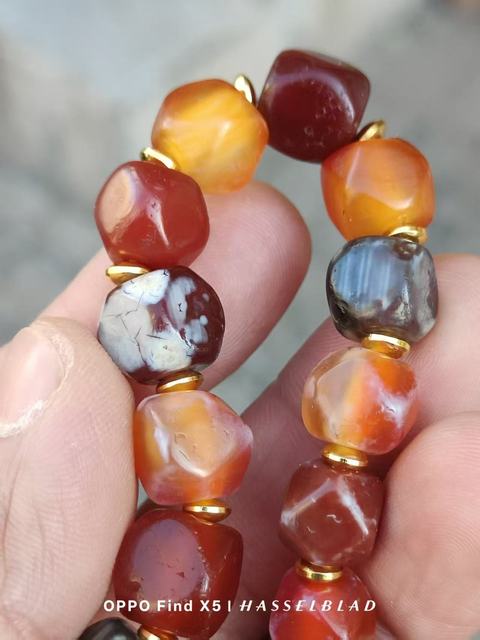 古玩玉器多棱瑪瑙珠串真品鑒賞圖