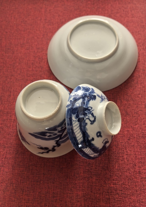 古玩陶瓷青花海屋添籌圖杯碟真品鑒賞圖