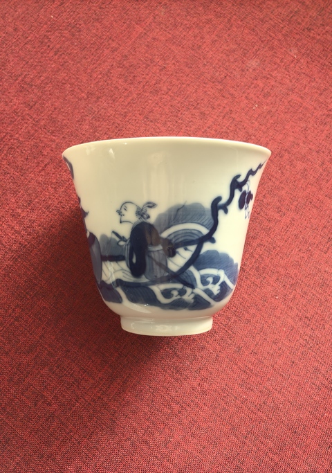 古玩陶瓷青花海屋添籌圖杯碟真品鑒賞圖